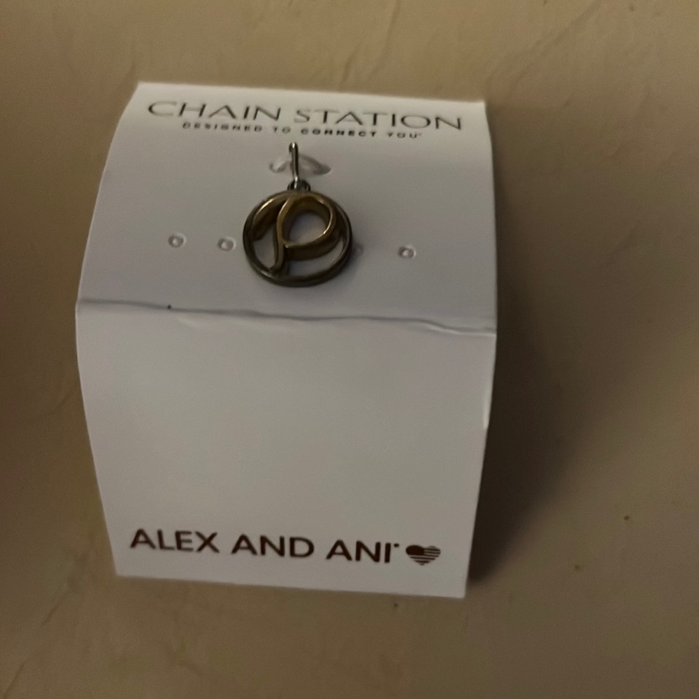 Alex and Ani initial P charm .925 sterling silver w/ 14K gold plate